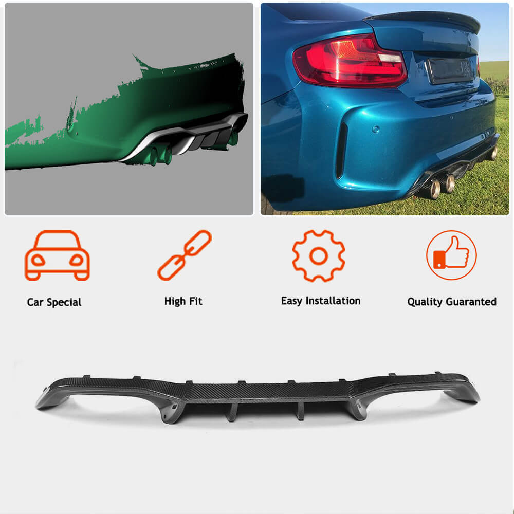 Rear Diffuser V6 (for F87 M2/M2C, Carbon) for BMW 2 Series F22/F23 2014-2021 - image 2
