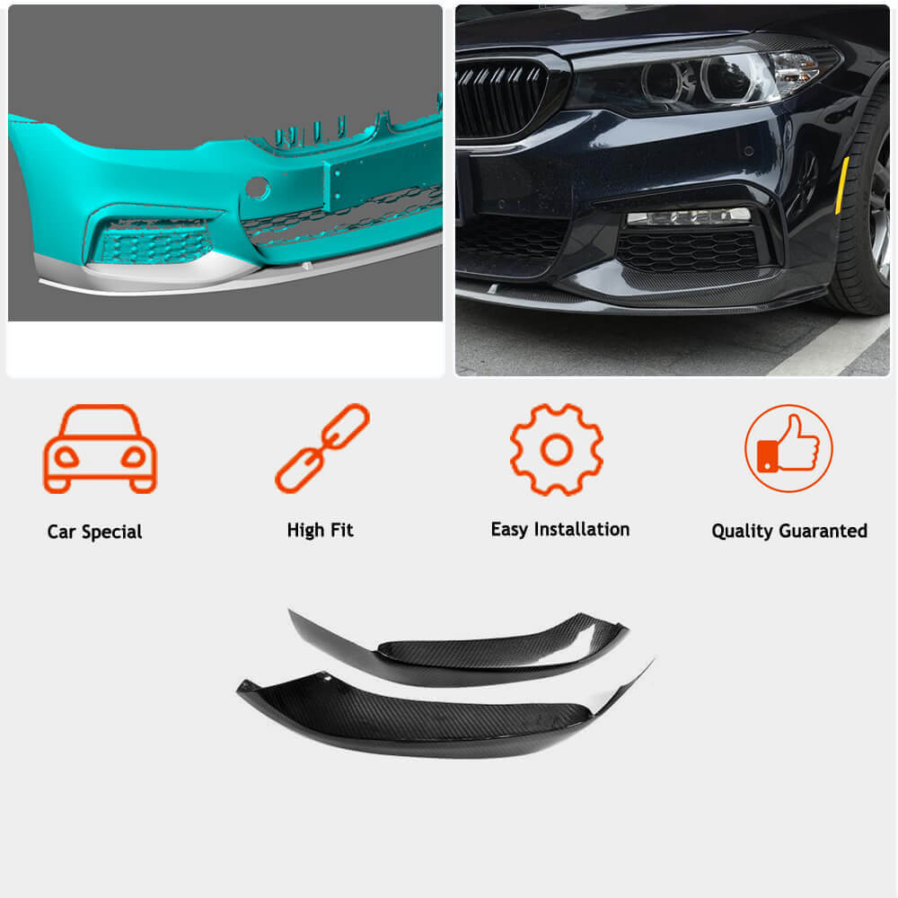 Front Bumper Flap Extensions V2 for M-Sport 2017-2020 Carbon for BMW 5 Series G30/G31 2017-2023 - image 2