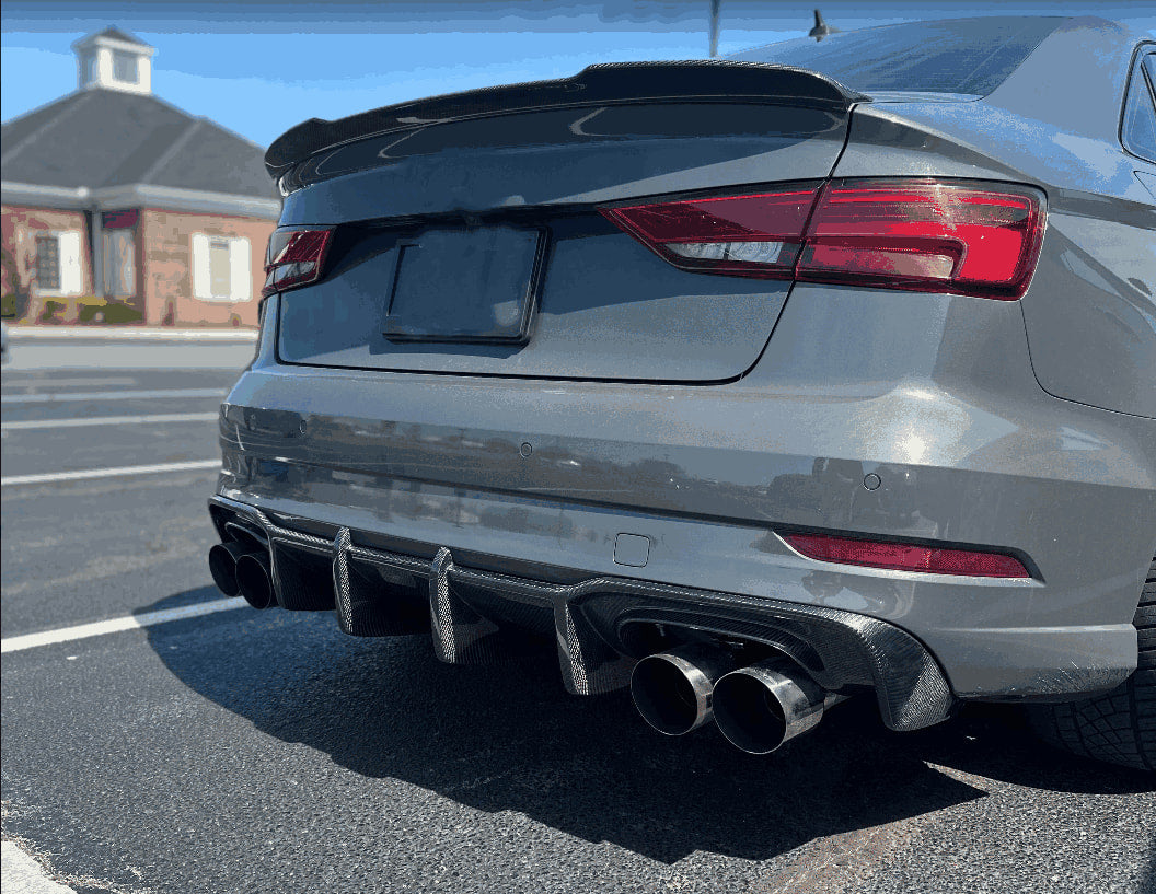 Rear bumper diffuser V1 (for S-Line SD 2017-2020, Carbon) for Audi A3 2012-2020 - image 2