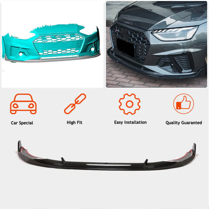 Front bumper lip Lip V1 (for S-Line Sedan 2019-2024, Carbon) for Audi A4 B9 2015-2024 - image 2