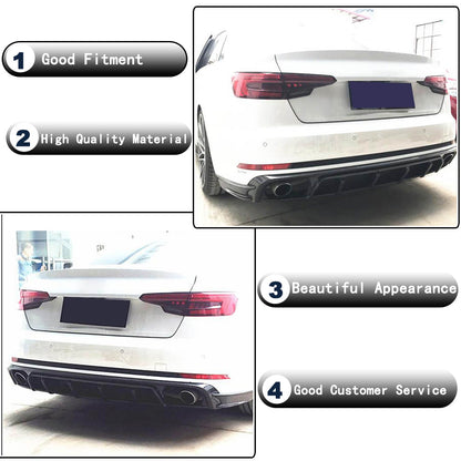 Rear Bumper Diffuser (for S4 2017-2020, Carbon) for Audi A4 B9 2015-2024 - image 2