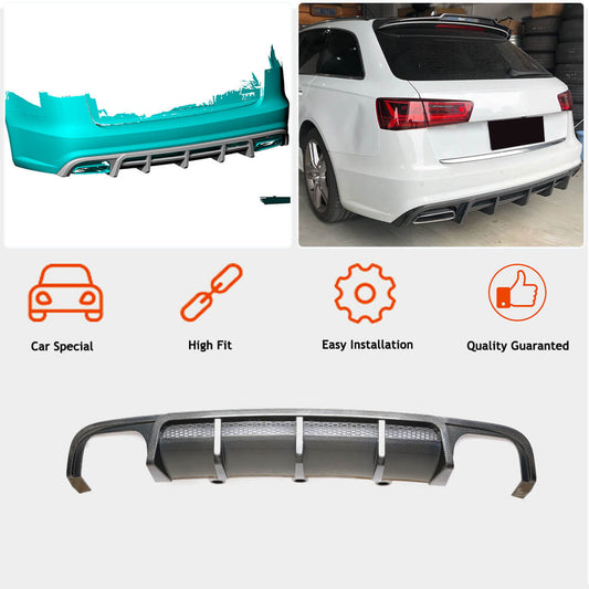 Rear bumper diffuser (for S-Line SW 2014-2018, Carbon) for Audi A6 C7 2011-2017 - image 2