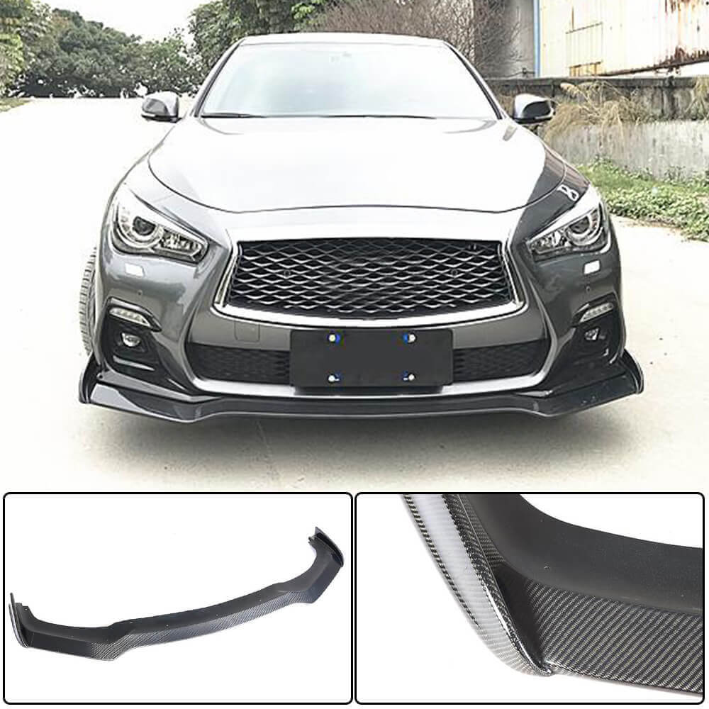 Lip V2 front bumper cover (for Q50 Sport 2018-2022, Carbon) for Infiniti Q50/Q60 2013-2024 - image 2