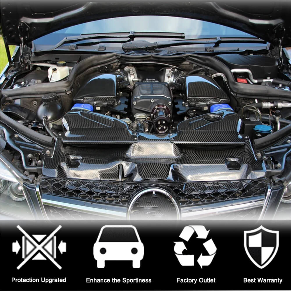 Cold Air Intake System Housing with Cover (Dry Carbon) for C63 AMG 2012-2014 for Mercedes C-class W204 2007-2015 - image 2