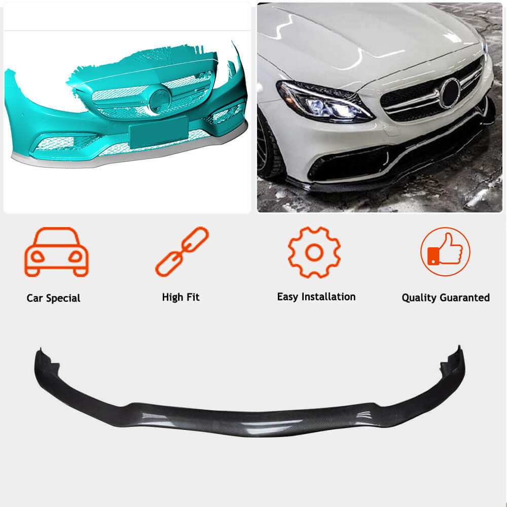 Front Bumper Lip V2 for SD C63 AMG 2015-2019 Carbon for Mercedes C-сlass W205 2014-2021 - image 2
