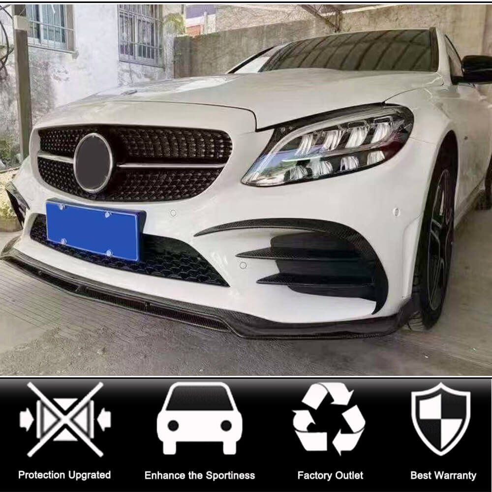 Front bumper lip (for SD AMG-Line 2015-2019, Carbon) for Mercedes C-сlass W205 2014-2021 - image 2