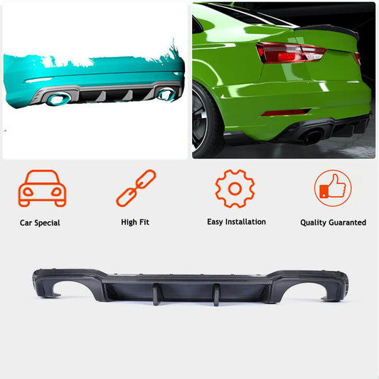 Rear bumper diffuser V1 (for RS3 SD 2017-2019, Carbon) for Audi A3 2012-2020 - image 2