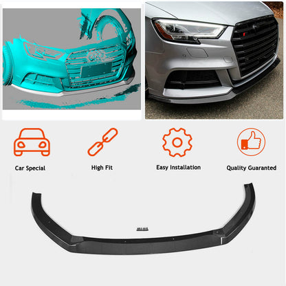 Front bumper lip spoiler Lip V5 (for S-Line Sedan 2017-2020, Carbon) for Audi A3 2012-2020 - image 2