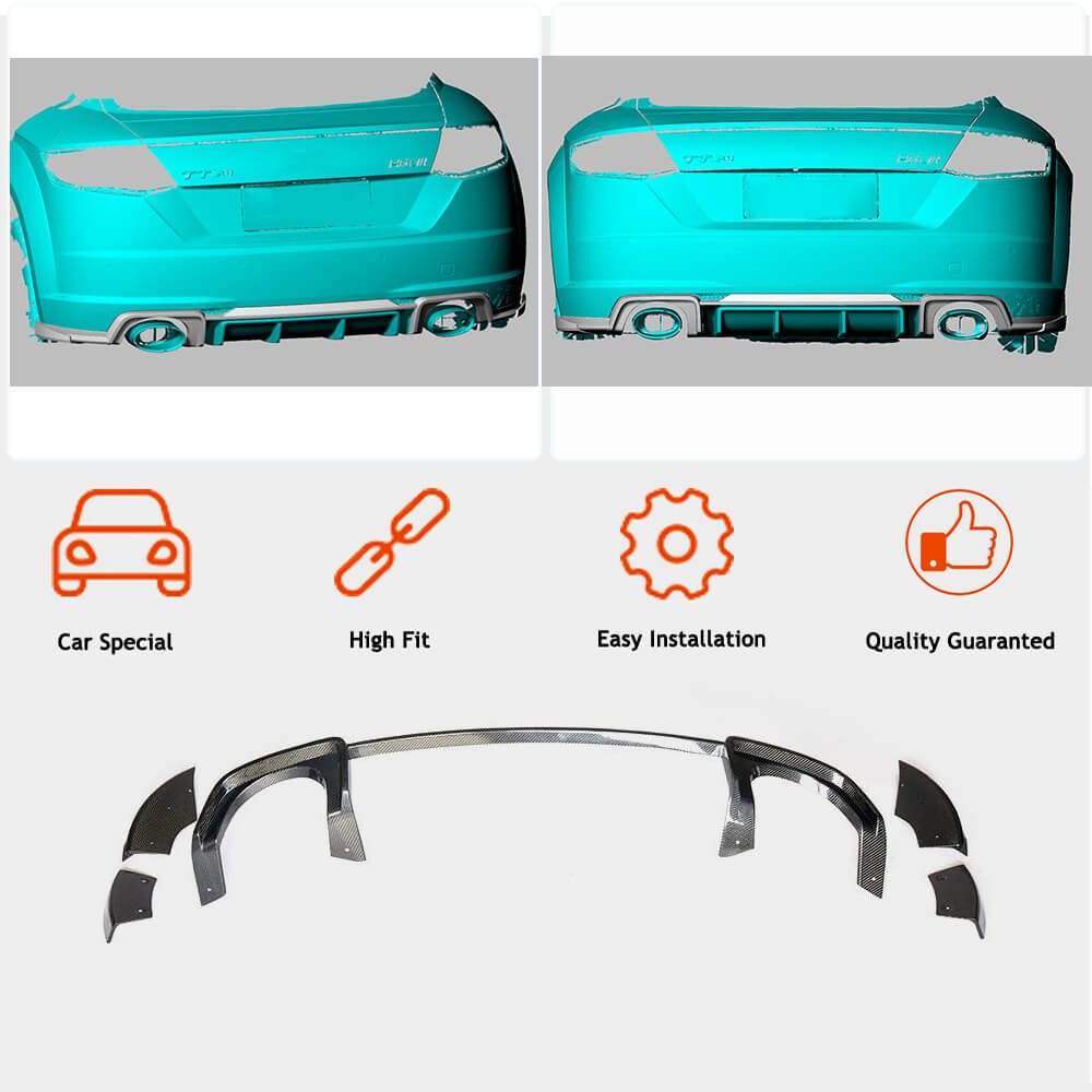 Rear bumper diffuser (for RS, 2016-2019, Dry carbon) for Audi TT 2014-2023 - image 2
