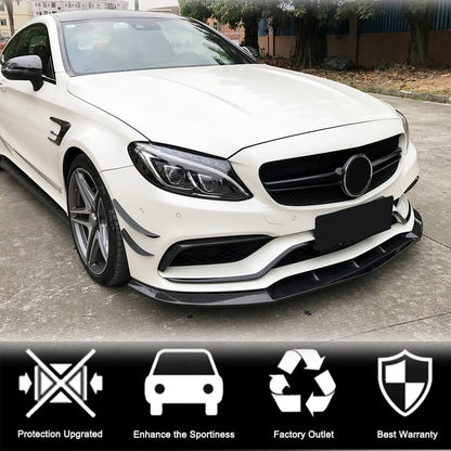Front Bumper Lip V1 for SD C63 AMG 2015-2019 Carbon for Mercedes C-сlass W205 2014-2021 - image 2
