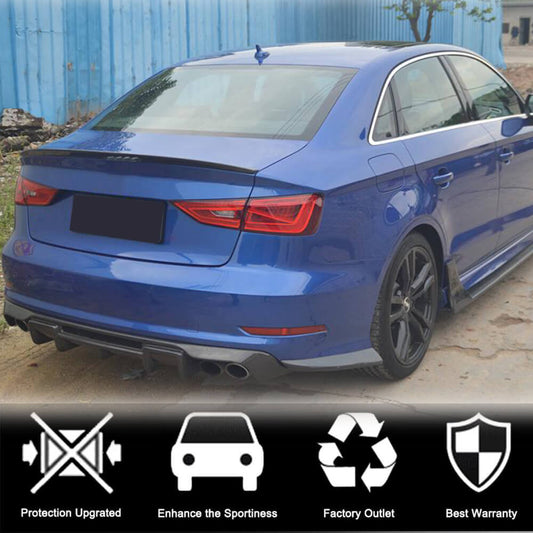 Rear Bumper Extensions Flap (for S-Line SD 2012-2016, Carbon) for Audi A3 2012-2020 - image 2