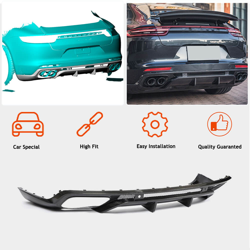 Rear bumper diffuser (2016-2020, Carbon) for Porsche Panamera 2016-2023 - image 2