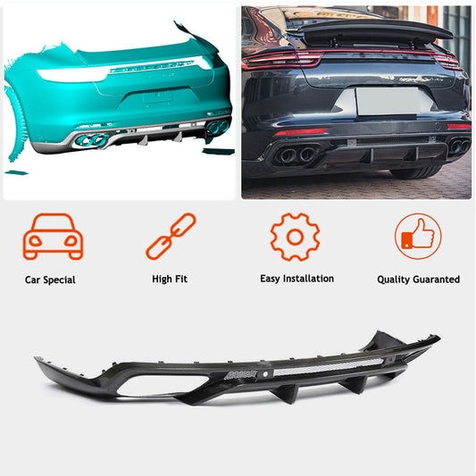 Rear bumper diffuser (2016-2020, Carbon) for Porsche Panamera 2016-2023 - image 2