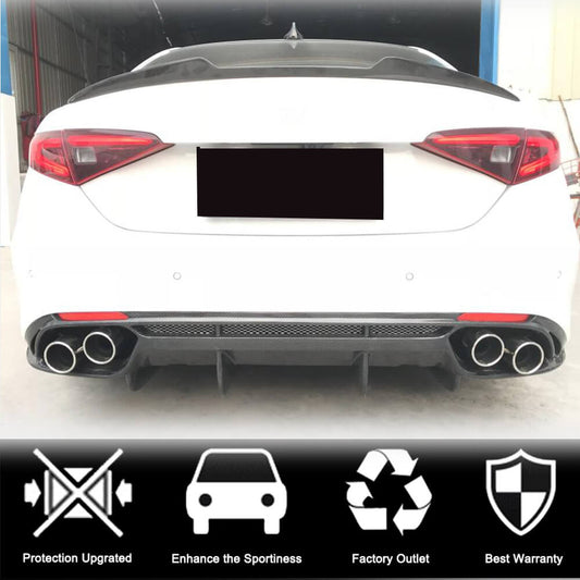Rear Bumper Diffuser V1 (for Base, Carbon) for Alfa Romeo Giulia 2016-2022 - image 2