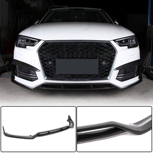 Front bumper lip spoiler Lip V2 (for S-Line Sedan 2015-2019, Carbon) for Audi A4 B9 2015-2024 - image 2
