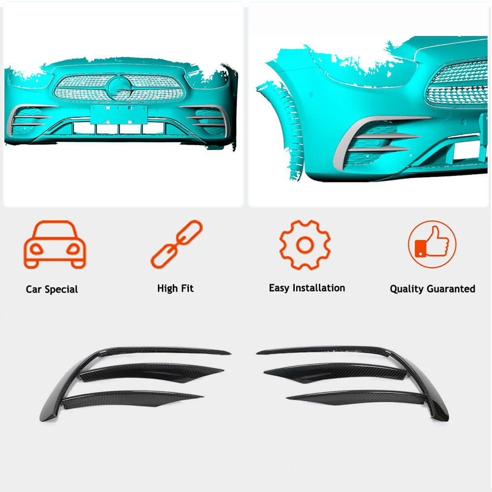Covers on the front bumper (for AMG-Line 2020+, Dry carbon) for Mercedes E-class W213 2016-2023 - image 2