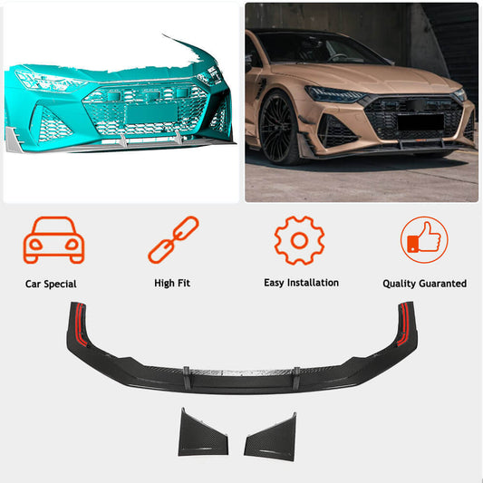 Front bumper lip V1 (for RS7 2018-2022, Dry carbon) for Audi A7 2018- - image 2