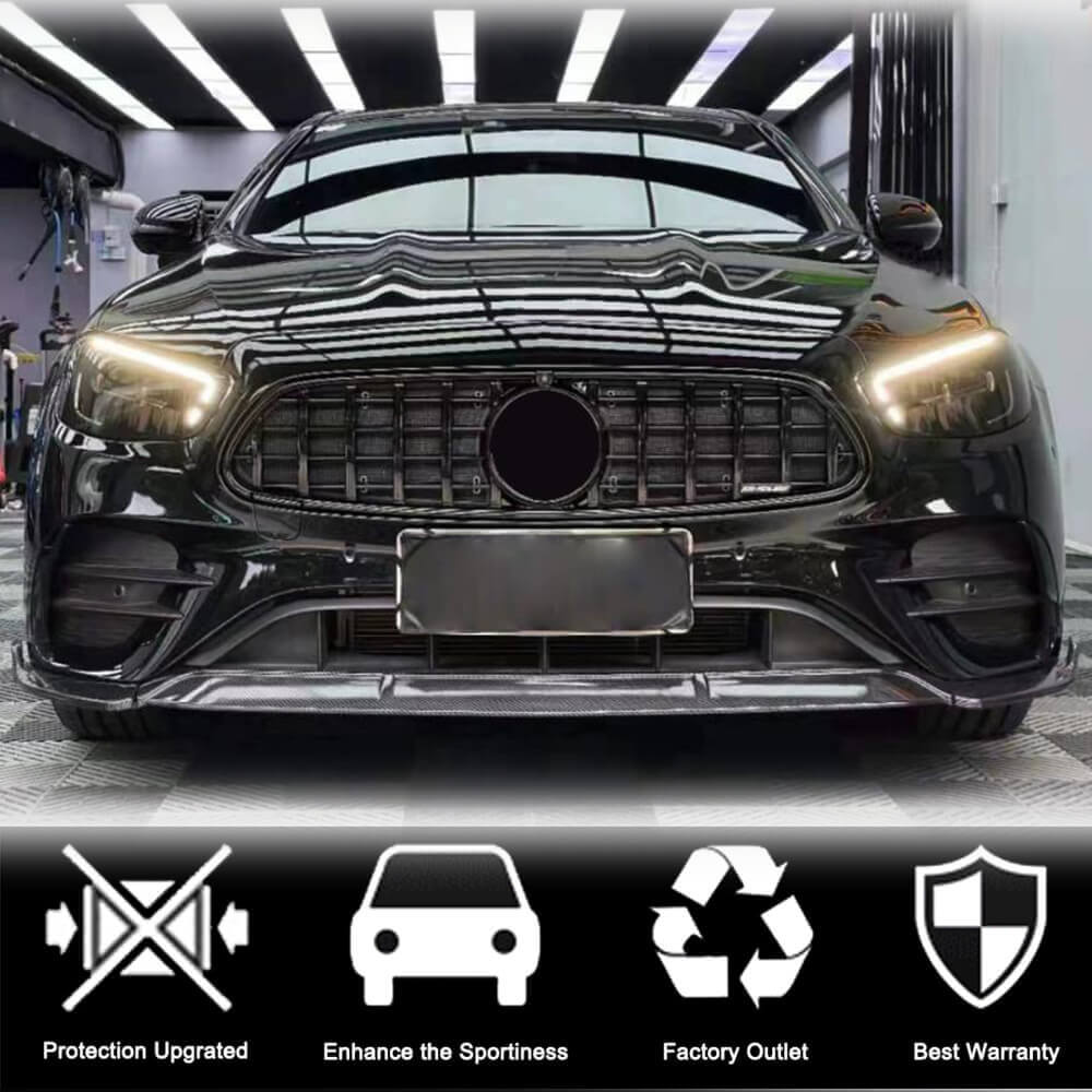 Front Bumper Lip Spoiler (for AMG-Line 2020-2023, Carbon) for Mercedes E-сlass W213 2016-2023 - image 12