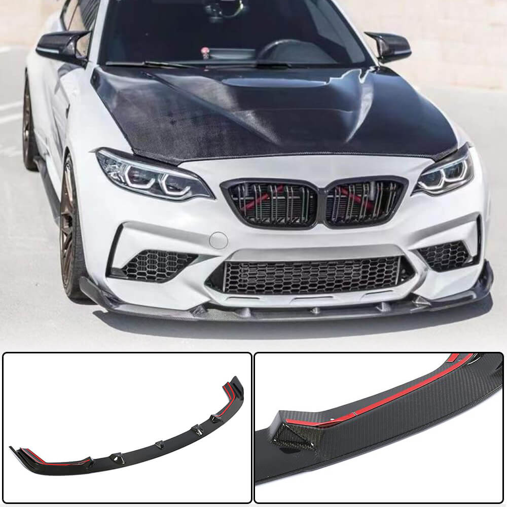 Front Bumper Lip V7 for F87 M2 Competition, Carbon for BMW 2 Series F22/F23 2014-2021 - image 2