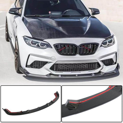 Front Bumper Lip V7 for F87 M2 Competition, Carbon for BMW 2 Series F22/F23 2014-2021 - image 2