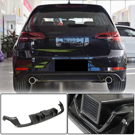 Rear bumper diffuser (for Base/R/GTI HB 2017-2020, Carbon) for Volkswagen Golf 7/E-Golf - image 2