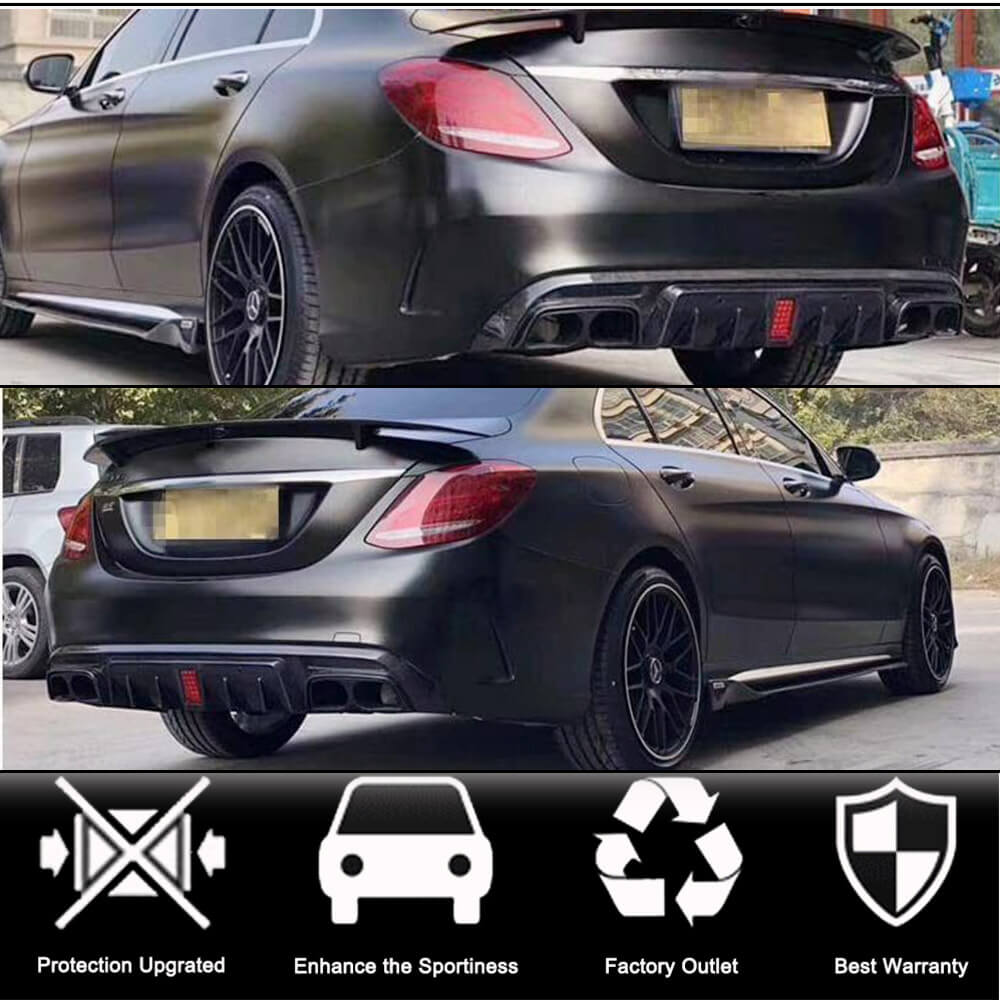 Rear bumper diffuser with exhaust tips (for SD C43 AMG 2015-2021, Carbon) for Mercedes C-сlass W205 2014-2021 - image 2