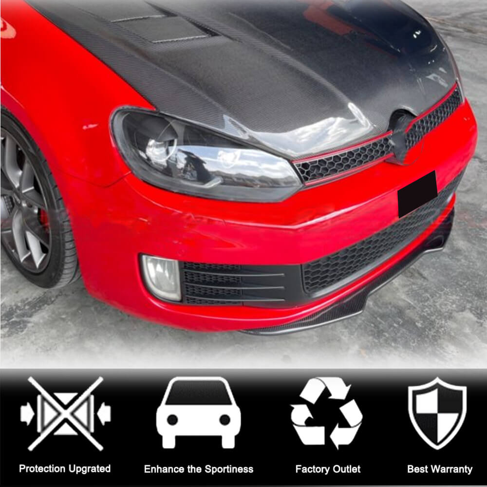Front Bumper Lip V4 for GTI HB 2010-2013 Carbon for Volkswagen Golf 6 2008-2014 - image 2