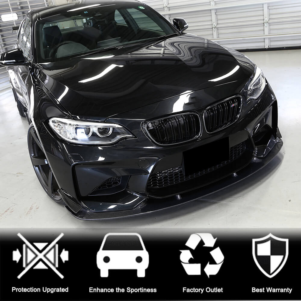 Front Bumper Lip V6 for F87 M2, Carbon for BMW 2 Series F22/23 2014-2021 - image 2