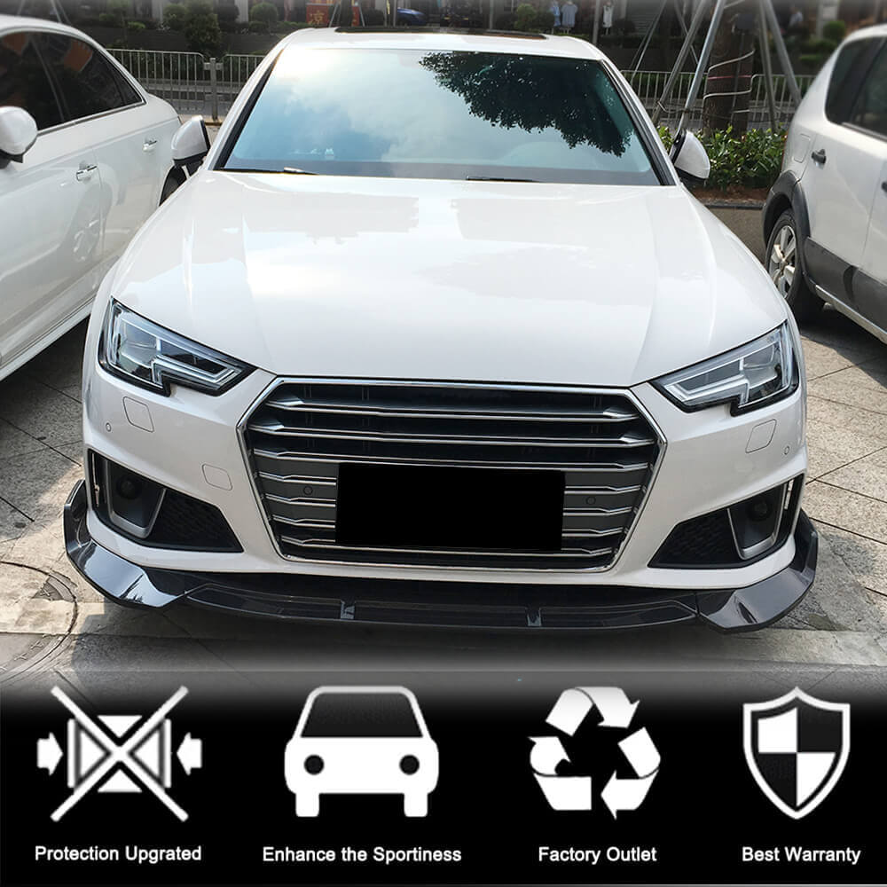 Front bumper lip spoiler Lip V1 (for S-Line Sedan 2015-2019, Carbon) for Audi A4 B9 2015-2024 - image 2
