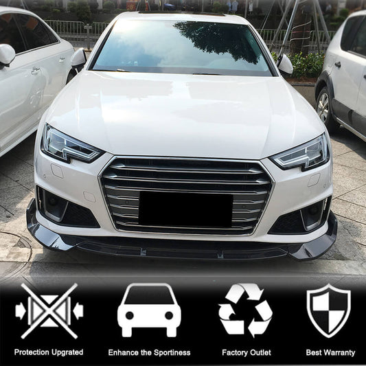Front bumper lip spoiler Lip V1 (for S-Line Sedan 2015-2019, Carbon) for Audi A4 B9 2015-2024 - image 2