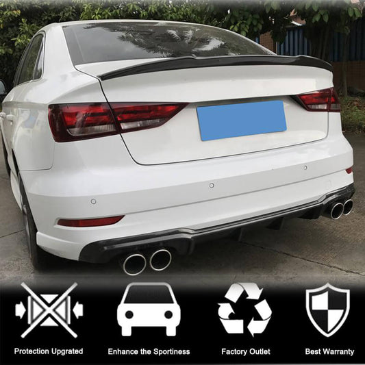 Rear bumper diffuser V4 (for S-Line Sedan 2017-2020, Carbon) for Audi A3 2012-2020 - image 2