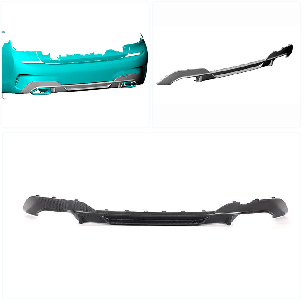 Rear Bumper Diffuser V1 for M-Sport 2018-2022, Carbon for BMW 3 Series G20/G21 2018- - image 2