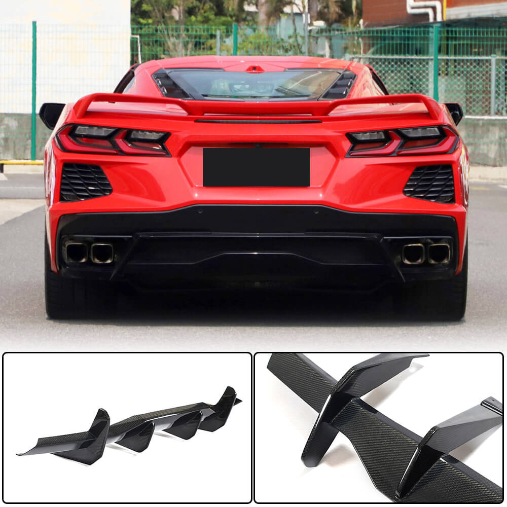 Rear Bumper Diffuser V2 (2019-2022, Carbon) for Chevrolet Corvette C8 2019- - image 2