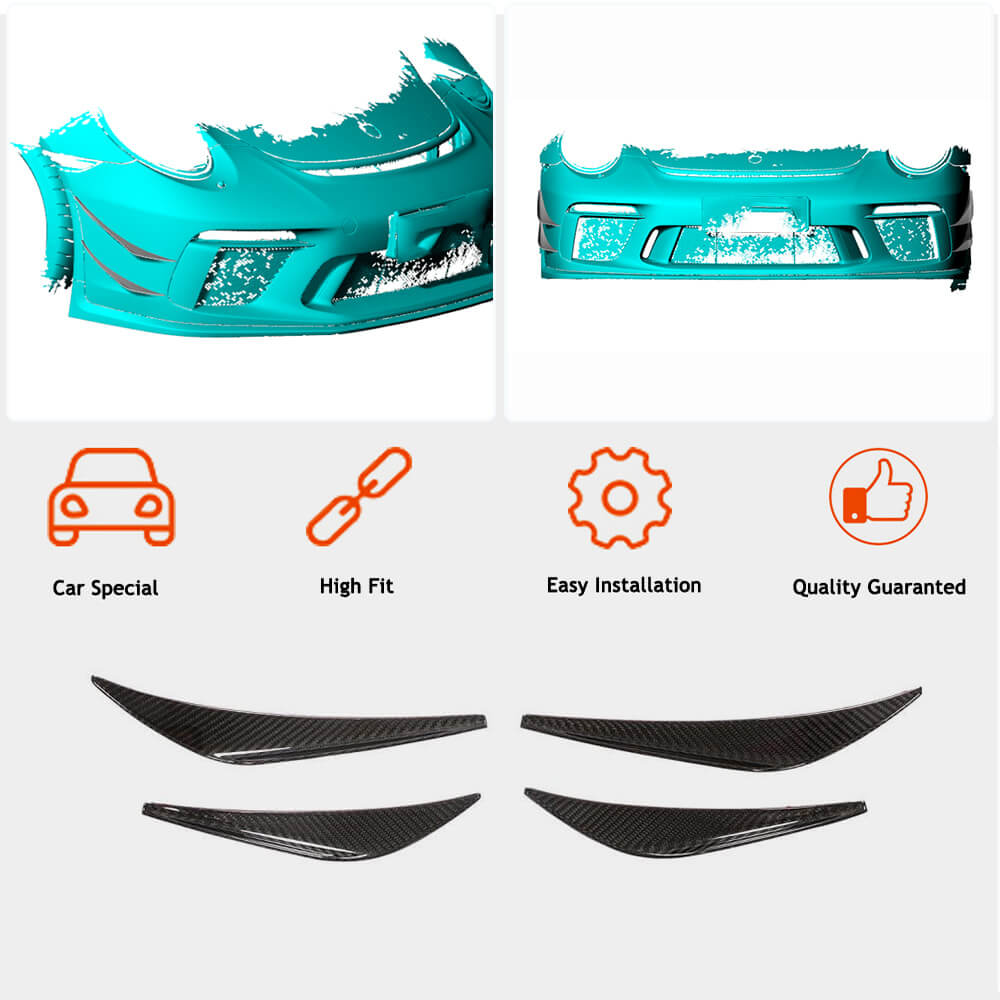 Front bumper extensions V1 (for GT3 (RS) 2017-2019, Carbon) for Porsche 911 2012-2018 - image 2