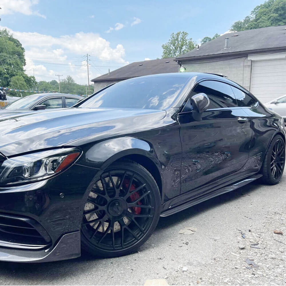 Side Skirts V4 (for C43/C63 AMG 2015-2019, Carbon) for Mercedes C-сlass W205 2014-2021 - image 2