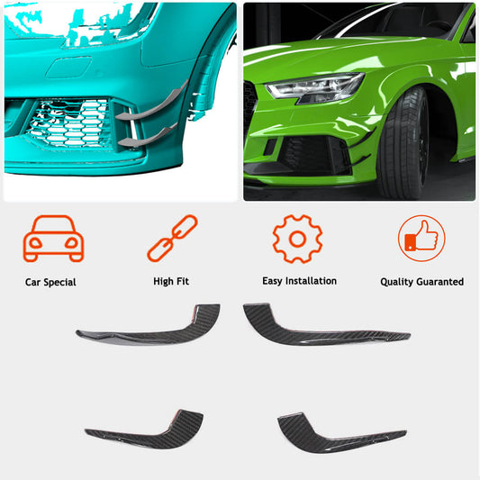 Front bumper extensions V2 (for RS3 SD 2017-2020, Carbon) for Audi A3 2012-2020 - image 2