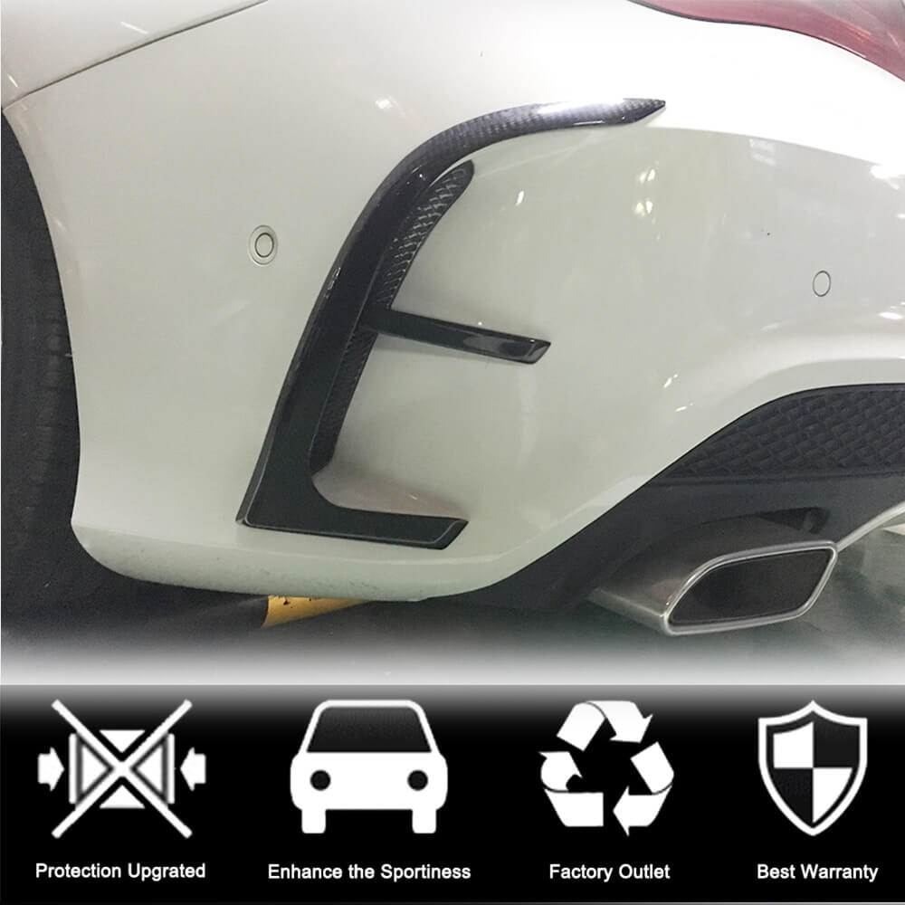 Covers on the rear bumper (for AMG-Line / CLA45 AMG SD 2013-2016, Carbon) for Mercedes CLA C117 2013-2019 - image 2