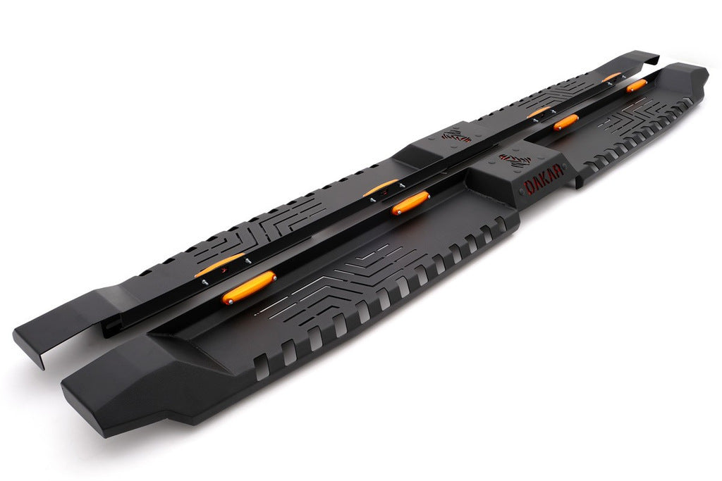 Side Steps Dakar Black V2 with Lighting (2 pcs, Metal) for Toyota Hilux 2006-2015 - image 1