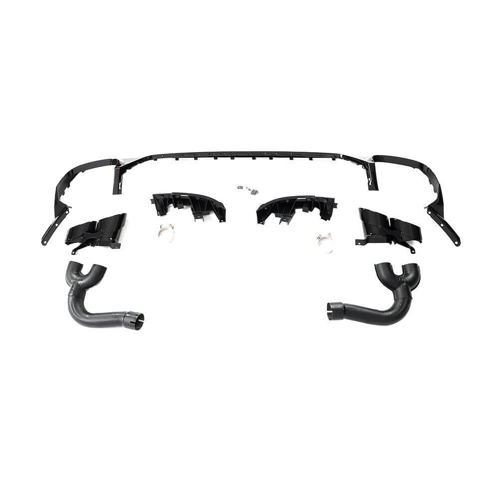 Rear bumper diffuser with nozzles (Black) for Audi Q8 2018- - image 3