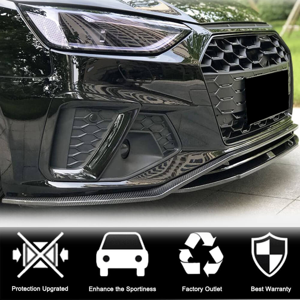 Front bumper lip Lip V2 (for S-Line Sedan 2019-2024, Carbon) for Audi A4 B9 2015-2024 - image 3