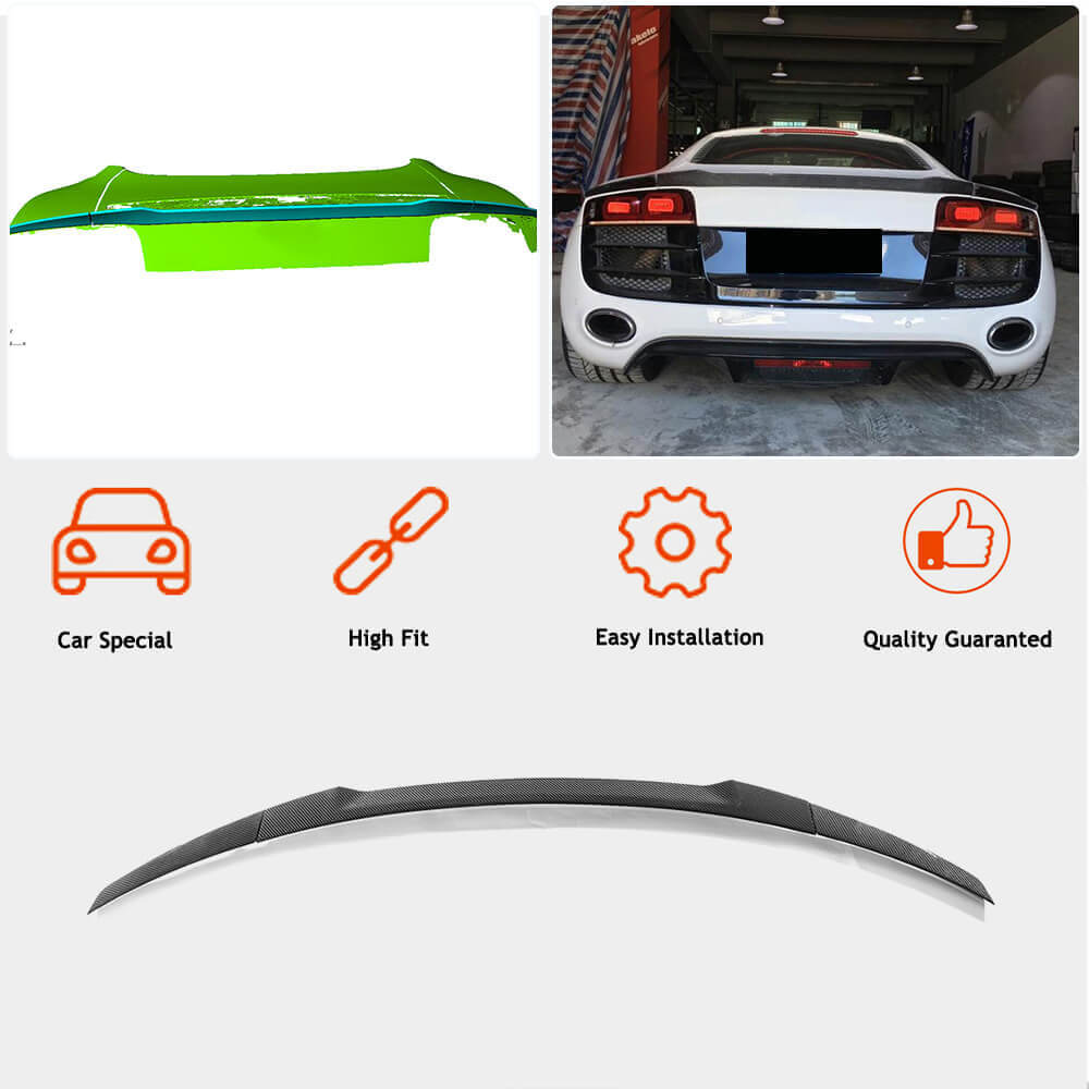 Rear Trunk Spoiler Carbon Fiber for Audi R8 2006-2015 - image 3