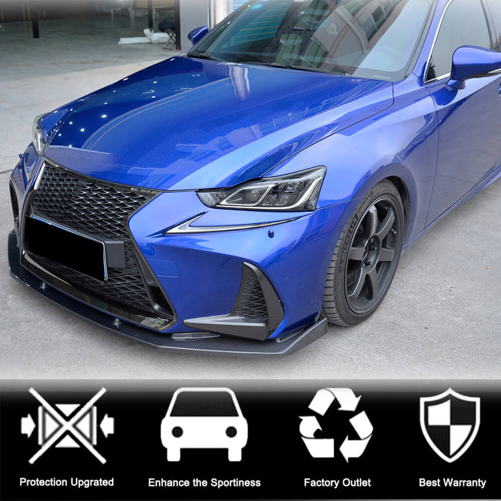 Front Bumper Lip Spoiler (for Base/F-Sport 2016-2020, Carbon) for Lexus IS 2013- - image 3