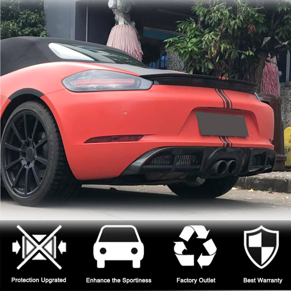 Rear Bumper Diffuser V1 (2016-2019, Carbon) for Porsche Boxster/Cayman 982 (718) 2016- - image 3