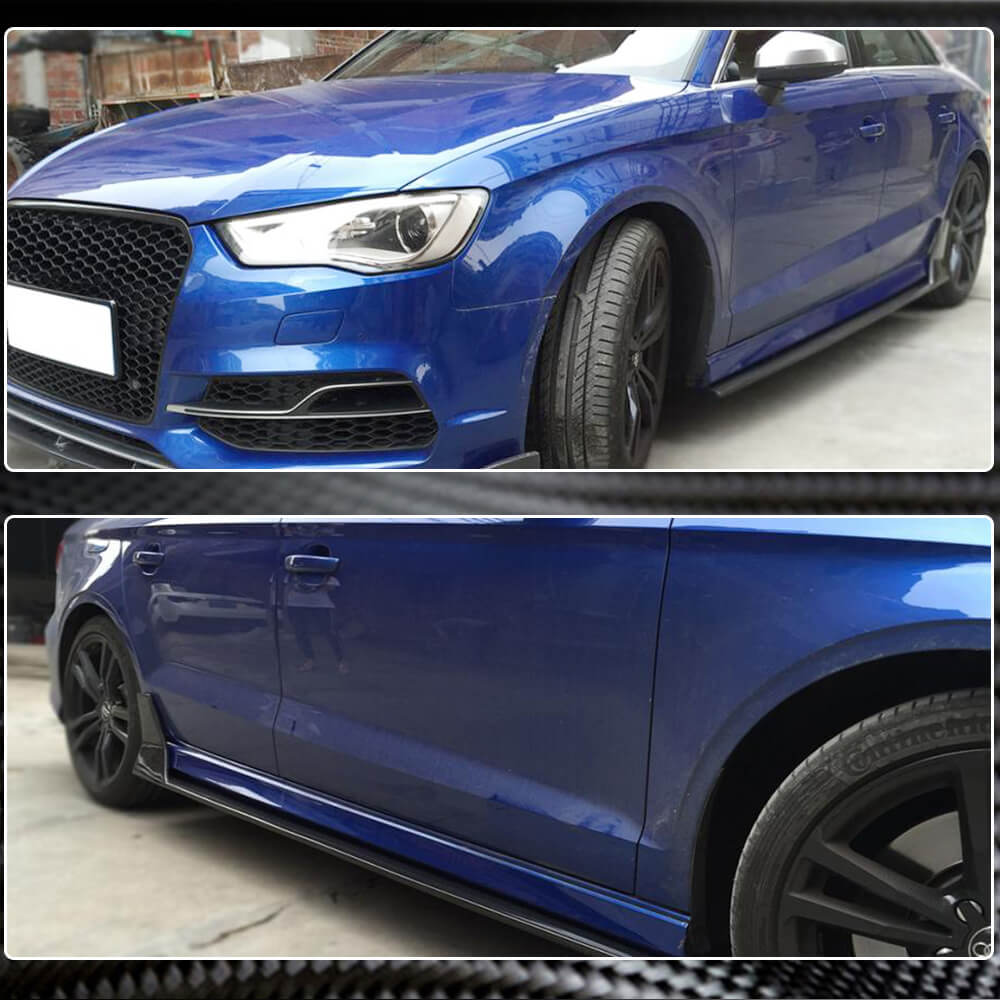 Side Skirts V4 (for S-Line SD, Carbon) for Audi A3 2012-2020 - image 3