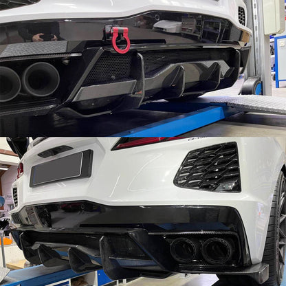 Rear Bumper Diffuser V2 (2019-2022, Carbon) for Chevrolet Corvette C8 2019- - image 3