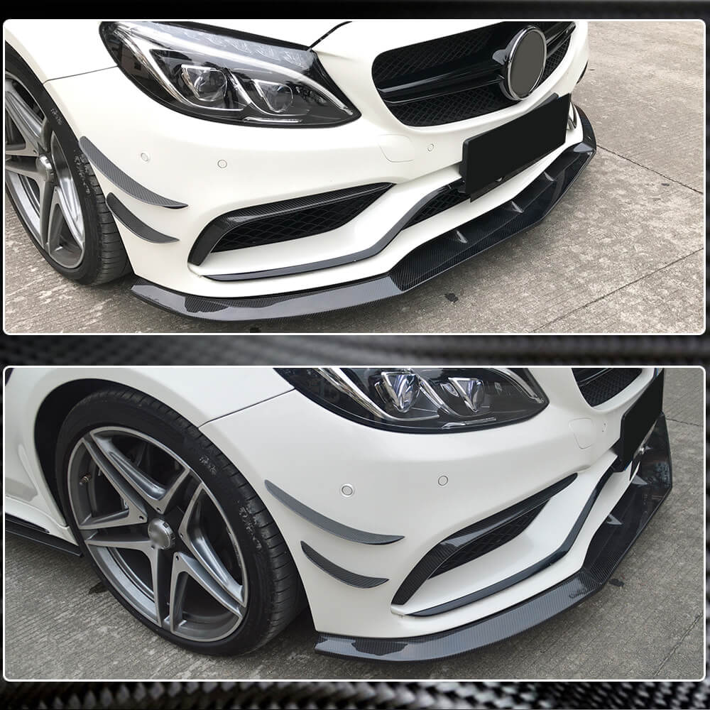 Front Bumper Lip V1 for SD C63 AMG 2015-2019 Carbon for Mercedes C-сlass W205 2014-2021 - image 3