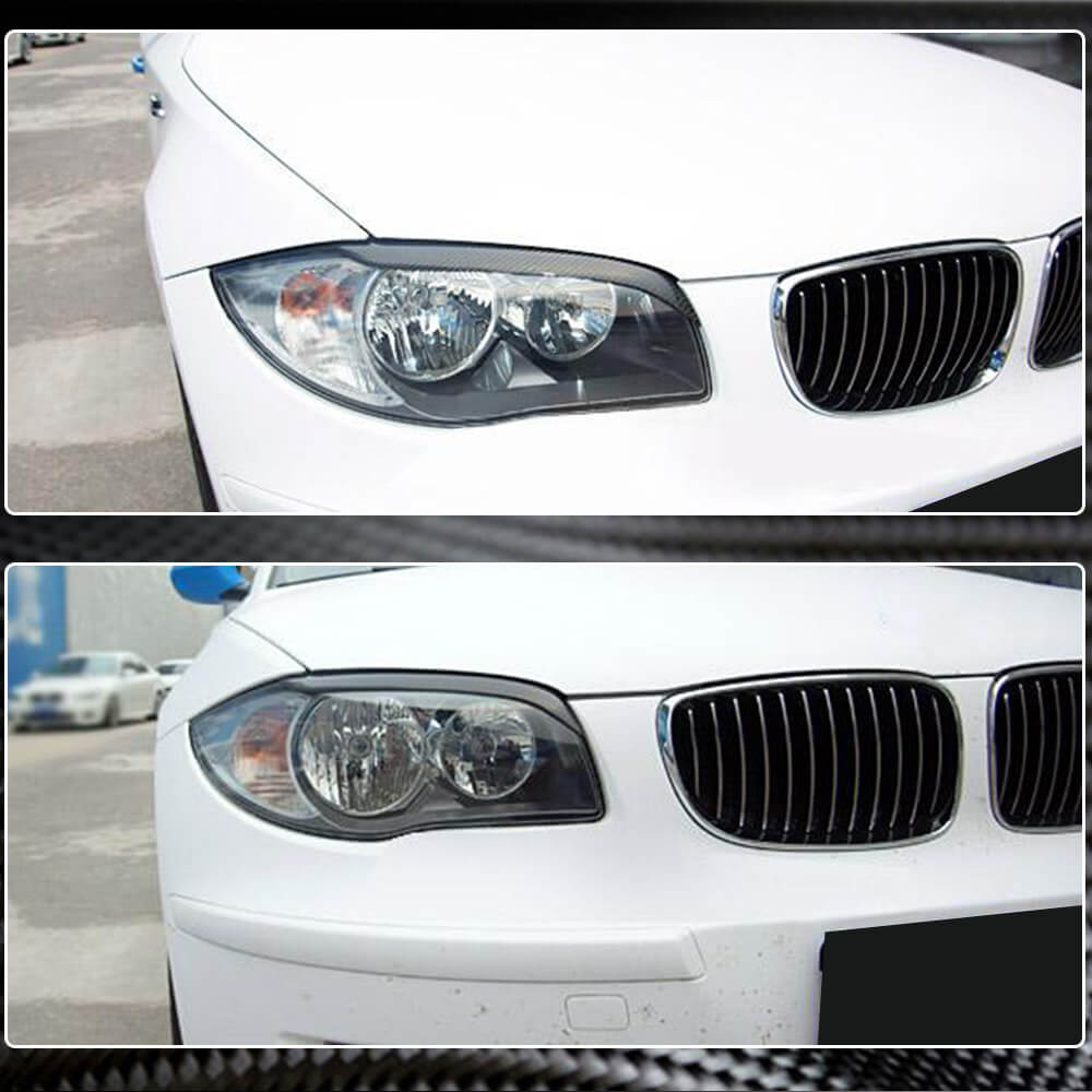 Headlight Eyebrows Lamp Eyelids Carbon Fiber for BMW 1 series E81/82/87/88 2004-2011 - image 3