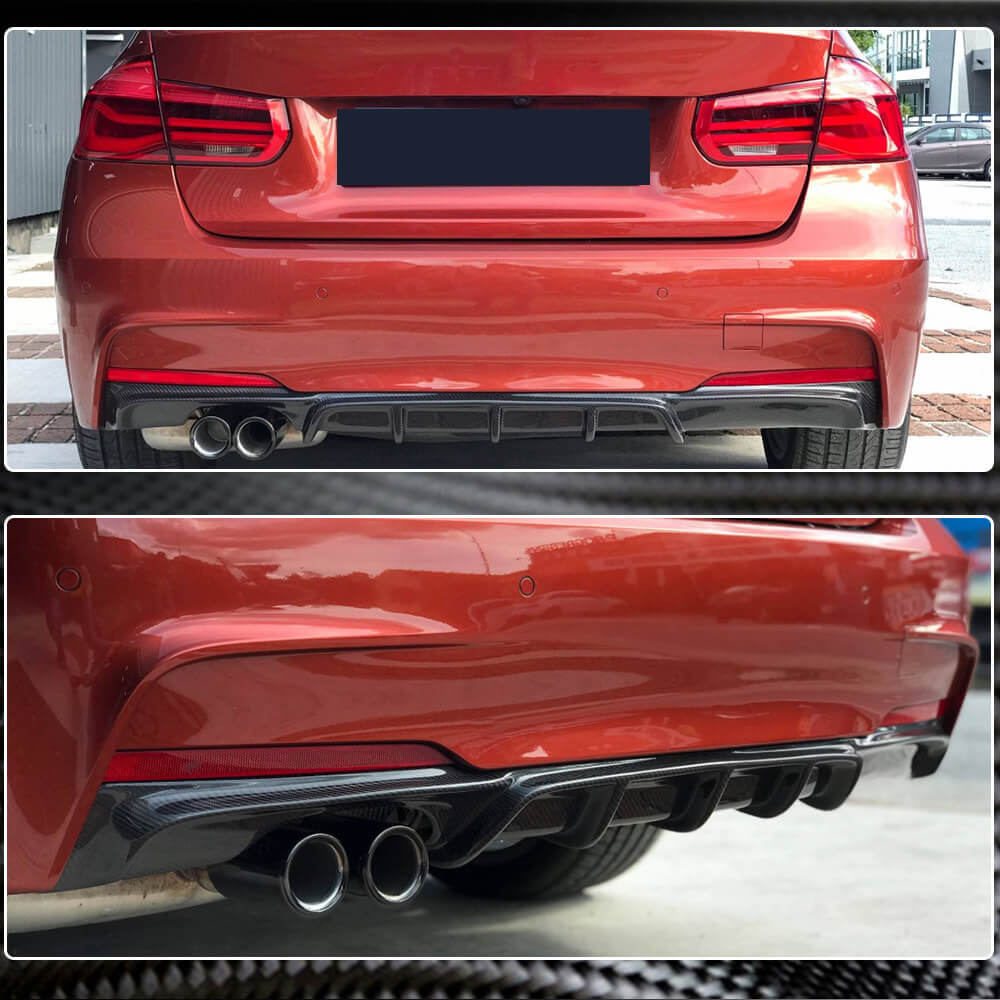 Rear Bumper Diffuser Carbon Fiber V5 (for M-Sport) for BMW 3 series F-30/31/34 2012-2019 - image 3