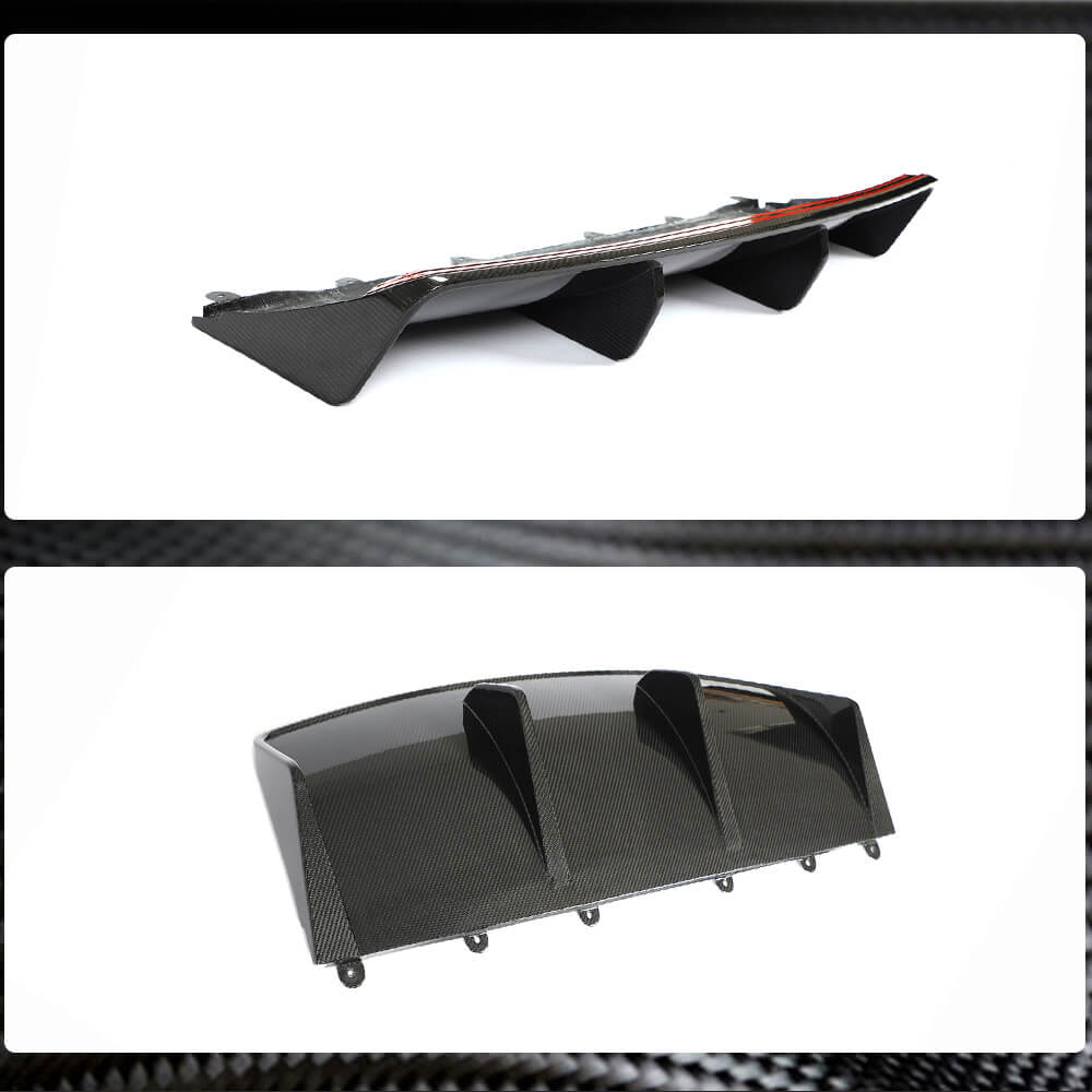Rear bumper diffuser (for 2019-2024 Turbo S SD, Carbon) for Porsche Taycan - image 3
