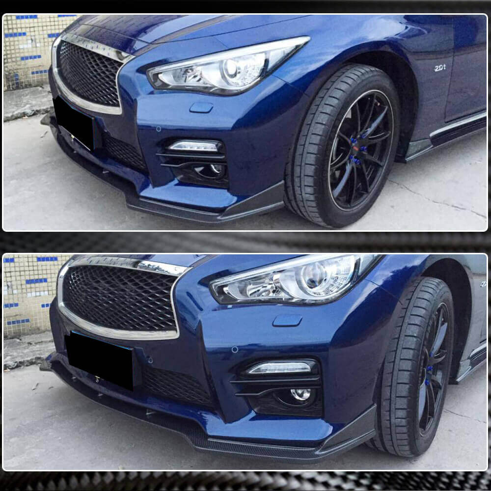 Lip V2 front bumper cover (for Q50 Sport 2014-2017, Carbon) for Infiniti Q50/Q60 2013-2024 - image 3